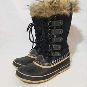 Sorel joan of arctic winter boots lace up fur trim